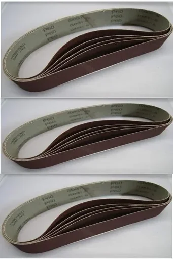 "Sanding belt set 76 x 533 mm, 3 pieces each, grit 60-80-100-150-240 image"