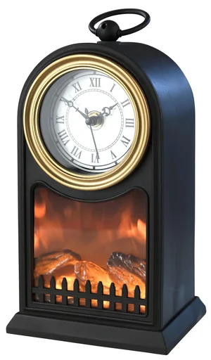 "Fireplace with clock black image"
