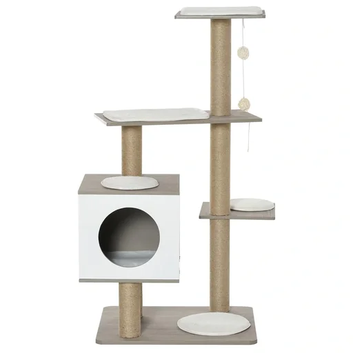 "Scratching post cat tree climbing tree for cats multi-level multi-activity center with cat cave ramp soft cushion E1 MDF image"