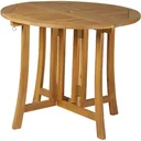 Folding table, side table, garden table, wooden table, foldable with umbrella hole, acacia natural Ø90 x 78 cm
