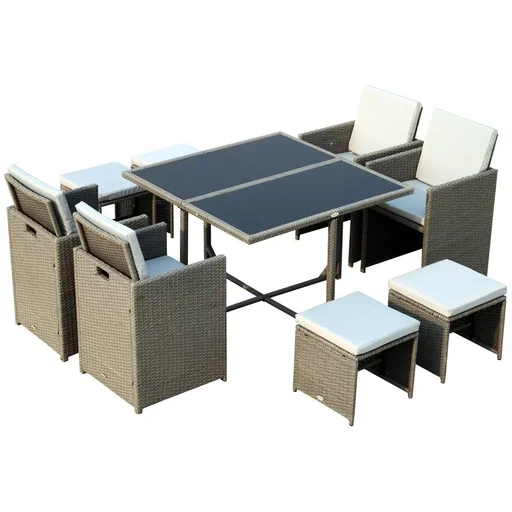 "Polyrattan garden set 21 pcs, with cushions grey image"