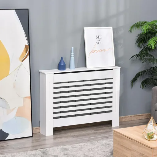 "Radiator cover Radiator cover Heating cover Radiator Radiator Cover Cover MDF White 112 x 19 x 81 image"