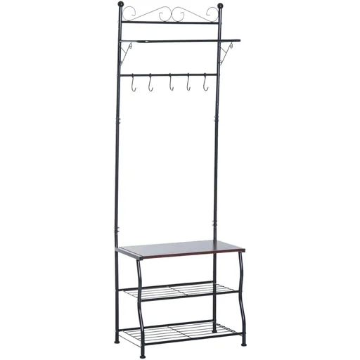 "Clothes rack with 3 shoe shelves hallway steel black image"