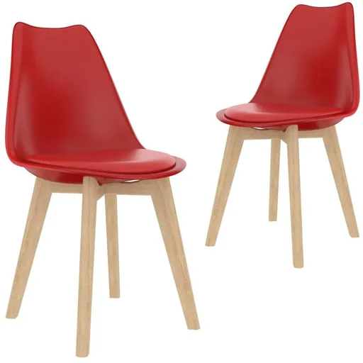 "Dining table chairs, 2 pieces, red plastic image"
