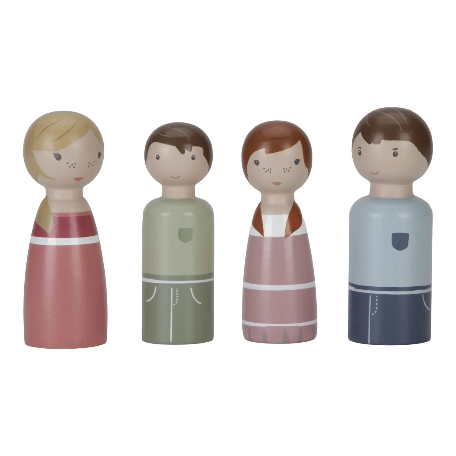 Little Dutch Poppenhuis Familie Rosa: houten figuren set met vader, moeder, zoon & dochter