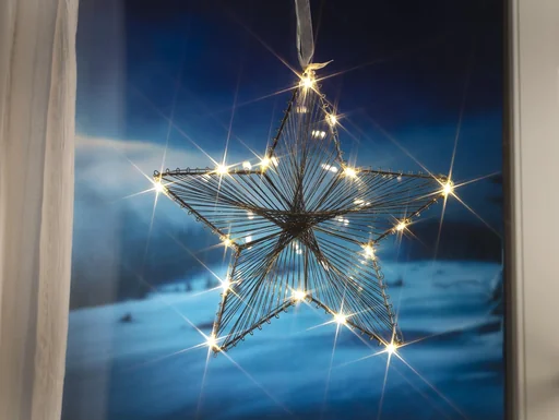 "Decorative star with 20 warm white LEDs, battery operated image"