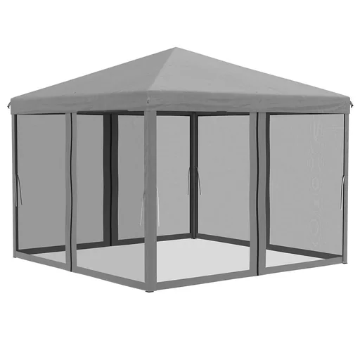 "Folding gazebo, folding tent with side walls including carrying bag, metal + Oxford, light grey + black, 3x3m image"
