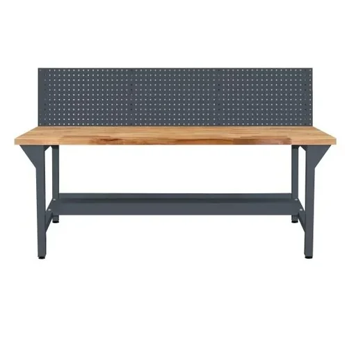 "Workbench / work table with perforated panel, RAL7016, H850xD750xL2000mm image"