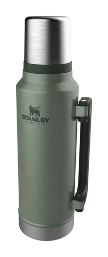 "Classic Vacuum Bottle 1.4 Liter with Handle, Drinking Cup, Hammertone Green image"