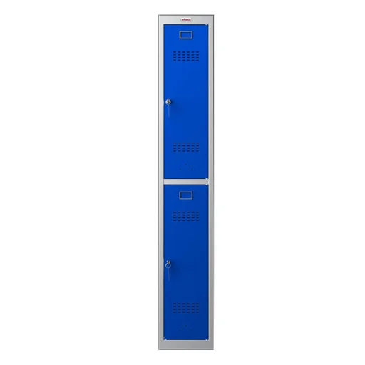 "Locker PL Series - 2 doors with key locks, grey-blue image"