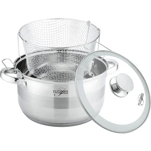 "Deep fryer 3 pieces - stainless steel - induction fryer - Ø24×14.5 cm - 6.6L image"