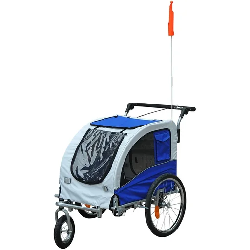 "Dog trailer with double-sided parking brake grey/blue image"