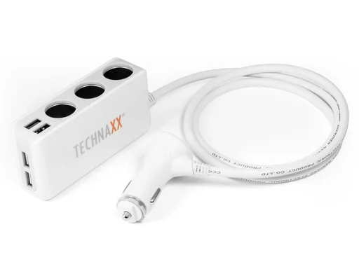 "Universal car charger with 4 USB ports and 3-way car distributor image"