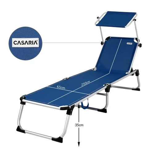"Malta deck chair - blue aluminum - with sun canopy image"
