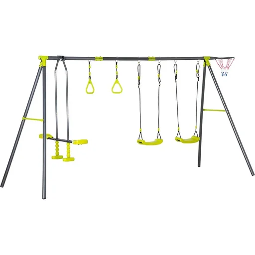 "Swing frame for children 3-10 years, green+black, 365 x 138 x 175 cm image"