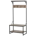 Coat rack with 4 hooks and shoe rack, natural