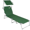 Deck chair 'Ibiza' with sliding roof, aluminum green, 190 x 59 x 29 cm