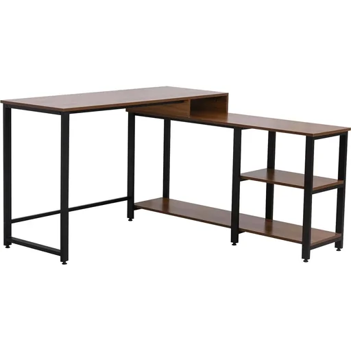 "Corner desk in industrial style brown/black image"