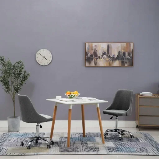 "Dining room chairs 2 pieces fabric light grey image"