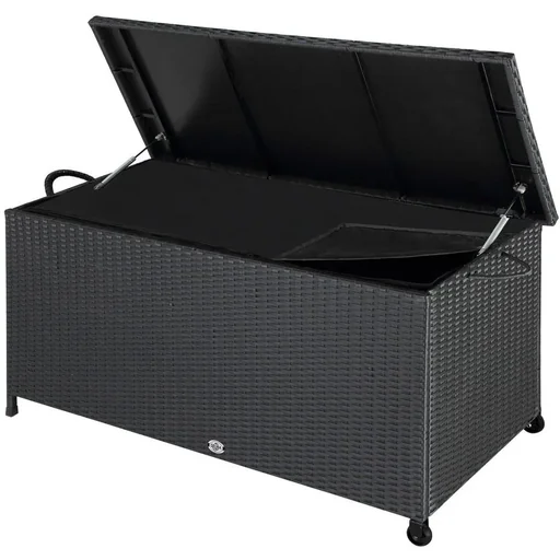 "Storage box polyrotan on wheels black 122 x 56 x 61cm image"
