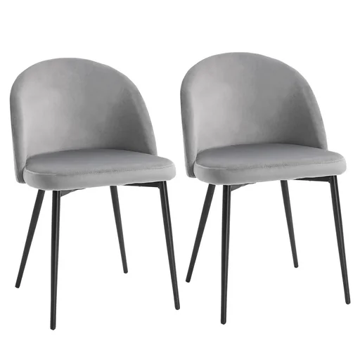 "Set of 2 dining room chairs, kitchen chairs, upholstered chair, designer chair with backrest, upholstered armchair, faux suede armchair, velvet image"