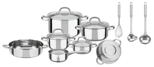 "14-piece "Montreal" stainless steel cookware set image"