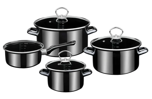 "7-piece professional Black Star enamel cookware set image"