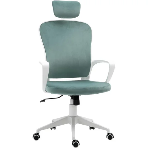"Vinsetto office chair with armrest and headrest turquoise/white image"