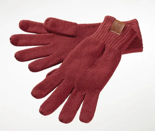 "Knitted gloves, color red/brown, one size image"