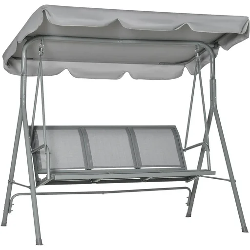 "3-seater porch swing with roof, metal, grey and silver, 170 x 110 x 153 cm image"