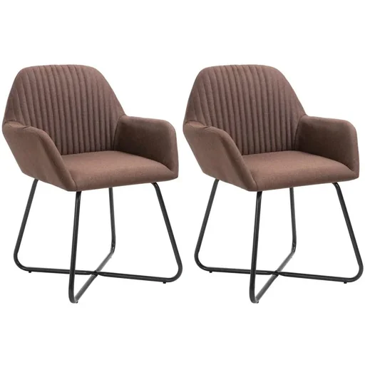 "Dining room chairs 2 pieces fabric brown image"
