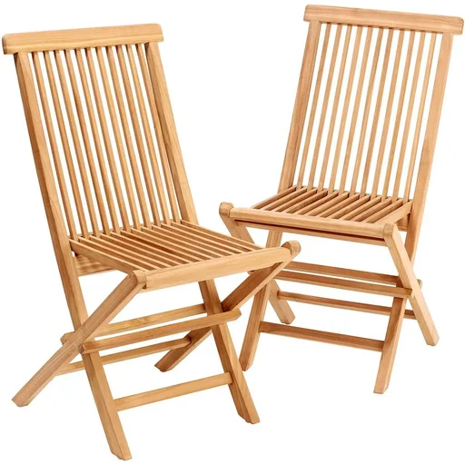 "Folding garden chair 2 pieces - teak - 46.5x59x92 cm image"
