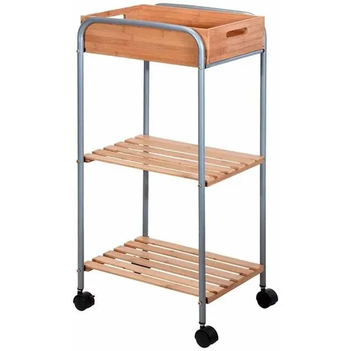 "Bathroom trolley 3 layers - 81 x 30 x 40cm - Bamboo image"