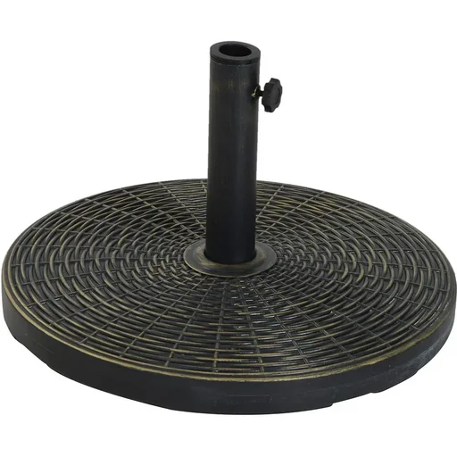 "Parasol stand umbrella holder umbrella base 25 kg rattan look Ø35/Ø38/Ø48 mm antique bronze Ø53 x 30 cm image"