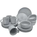 Excellent 16-piece dinnerware set - stoneware - grey