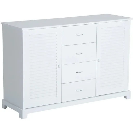 "Sideboard chest of drawers with louvre doors, white image"