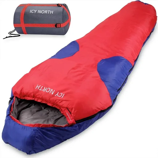 "Sleeping bag Bergsteiger Icy North dark blue + dark red image"
