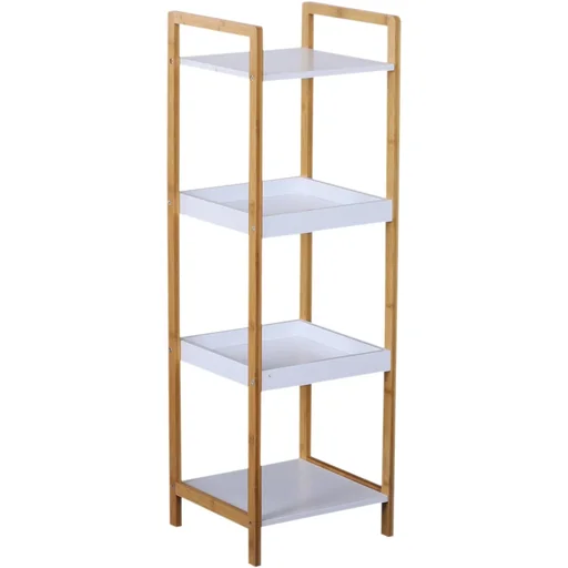 "Bathroom shelf, standing shelf, storage shelf, kitchen shelf, household shelf, 4 shelves, bamboo + MDF 32 x 30 x 100 cm image"