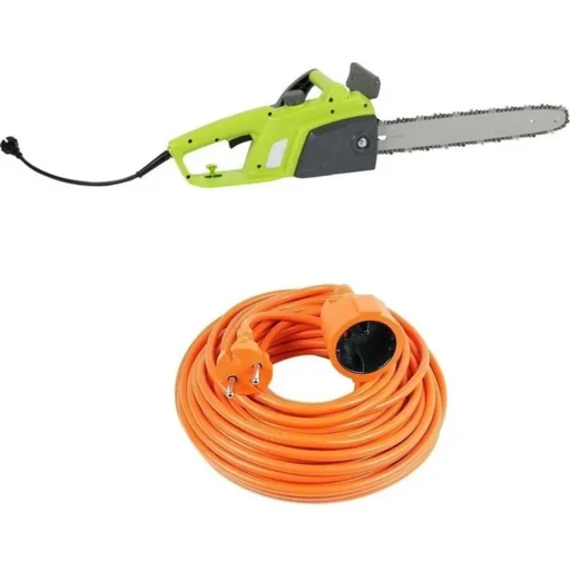 "Garden chainsaw - 1800 Watt - blade length 350mm + INCL Vekto extension cable 10 meters desired cable orange 2500 Watt image"