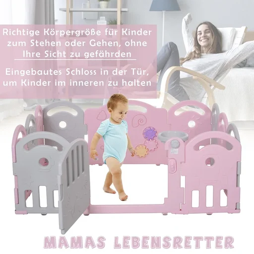 "Baby safety gate with ball basket and 3 gears image"
