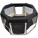 Foldable puppy run black/creamy-white