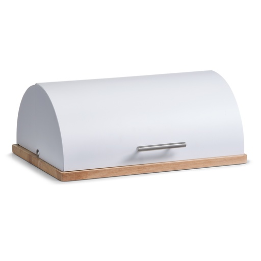 "Bread bin, metal/rubber tree, white image"