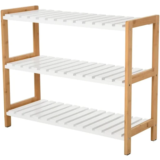 "Shoe rack with 3 shelves, white image"