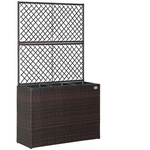 "Polyrattan planter with trellis brown image"