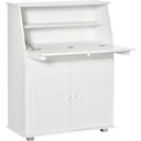 Secretary desk chest of drawers writing chest of drawers flap secretary space-saving computer table with cupboard white 82 x 38.5 x 1