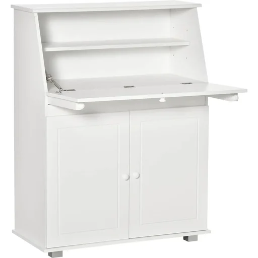 "Secretary desk chest of drawers writing chest of drawers flap secretary space-saving computer table with cupboard white 82 x 38.5 x 1 image"
