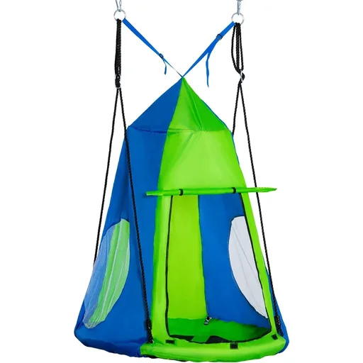 "Hanging tent - swing - Ø100 cm - up to 200 kg - green/blue image"