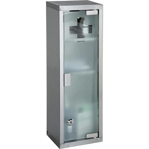 "Medicine cabinet - stainless steel semi-transparent glass door - 15 x 12 x 45 cm image"