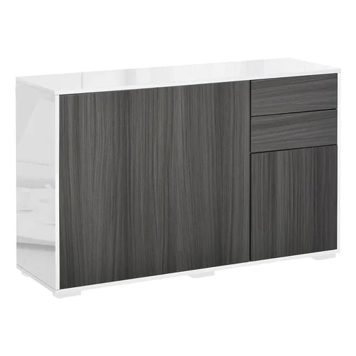 "Freestanding cupboard, storage cupboard, multi-purpose cupboard, filing cabinet, chest of drawers, 2 drawers, 3 doors, E1 chipboard, high gloss white image"