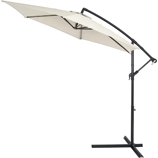"Parasol Foldable aluminum umbrella beige with pendulum Ø 330 cm image"